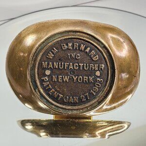 Antique Wm Bernard Inc New York Patent Jan 27 1903 Brass Match Holder Tray Stand